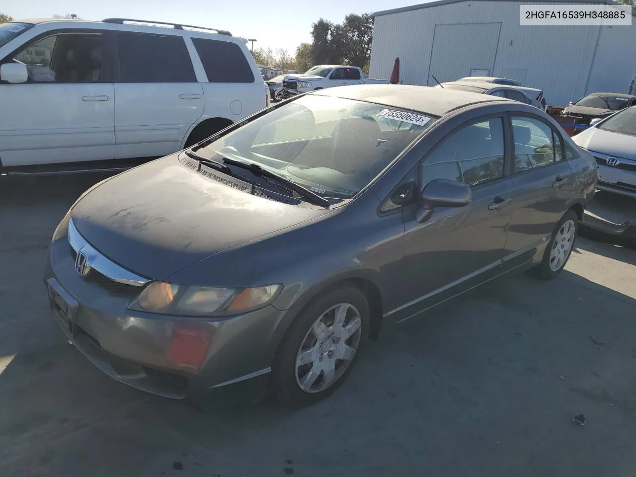 2009 Honda Civic Lx VIN: 2HGFA16539H348885 Lot: 75550624