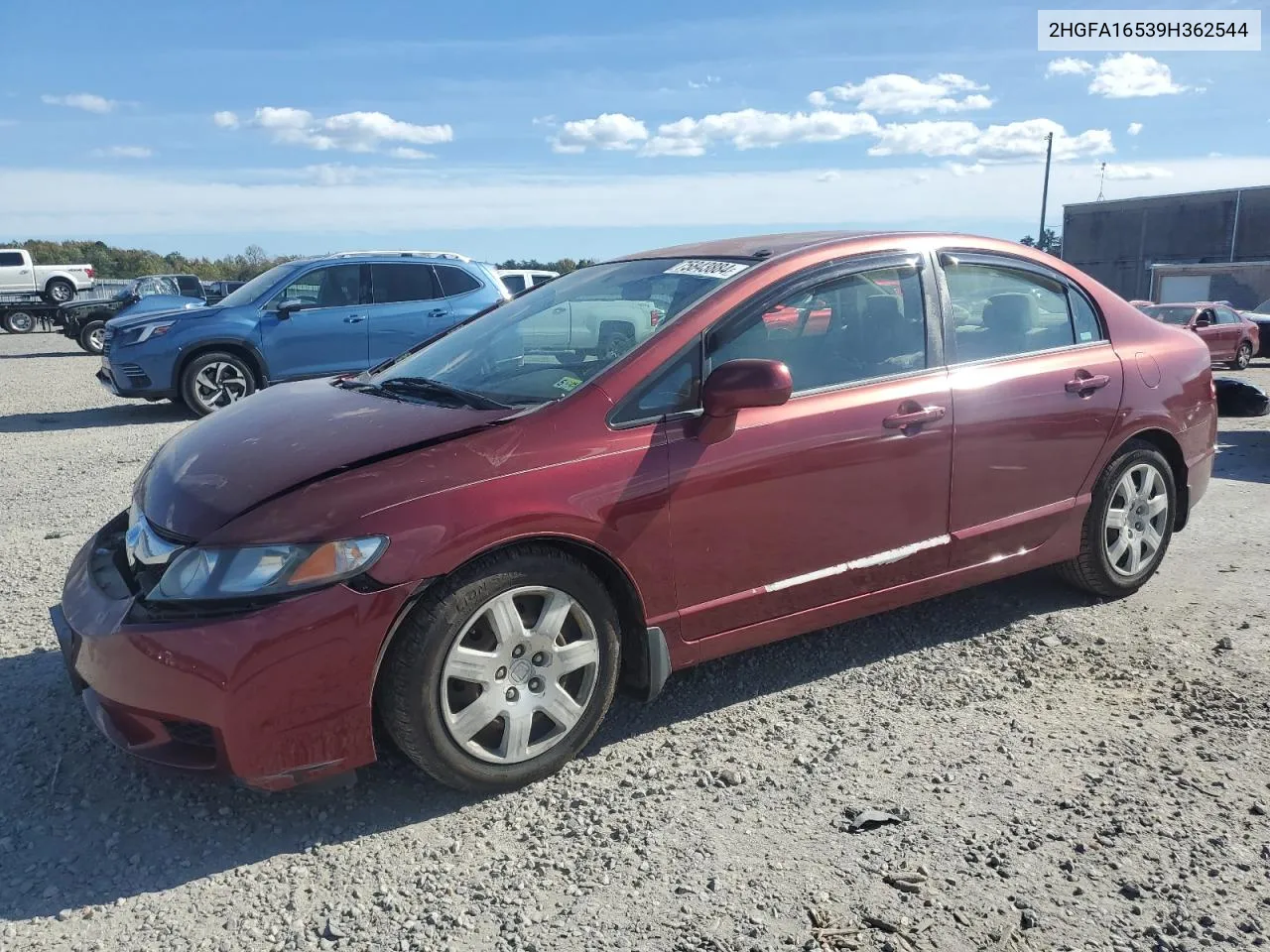 2009 Honda Civic Lx VIN: 2HGFA16539H362544 Lot: 75843884