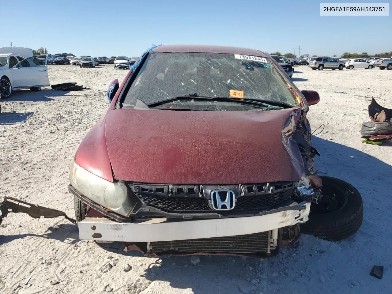 2010 Honda Civic Lx VIN: 2HGFA1F59AH543751 Lot: 75631244