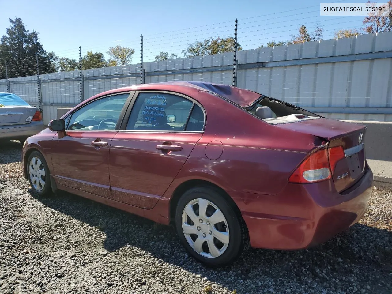 2010 Honda Civic Lx VIN: 2HGFA1F50AH535196 Lot: 76799114