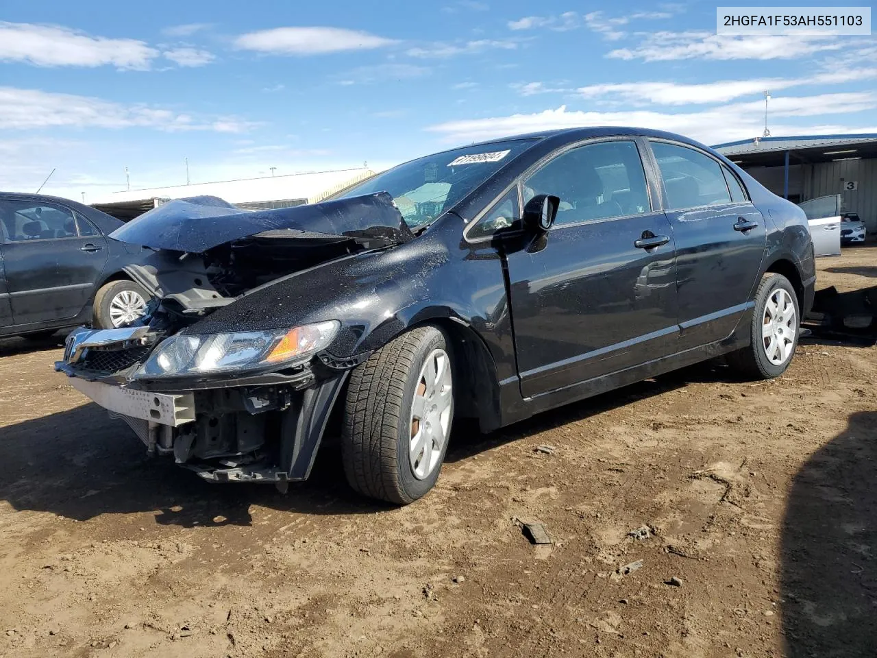 2010 Honda Civic Lx VIN: 2HGFA1F53AH551103 Lot: 77199604