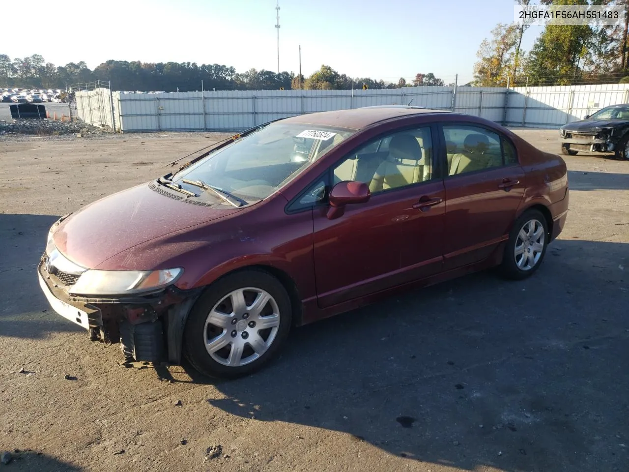 2010 Honda Civic Lx VIN: 2HGFA1F56AH551483 Lot: 77750524