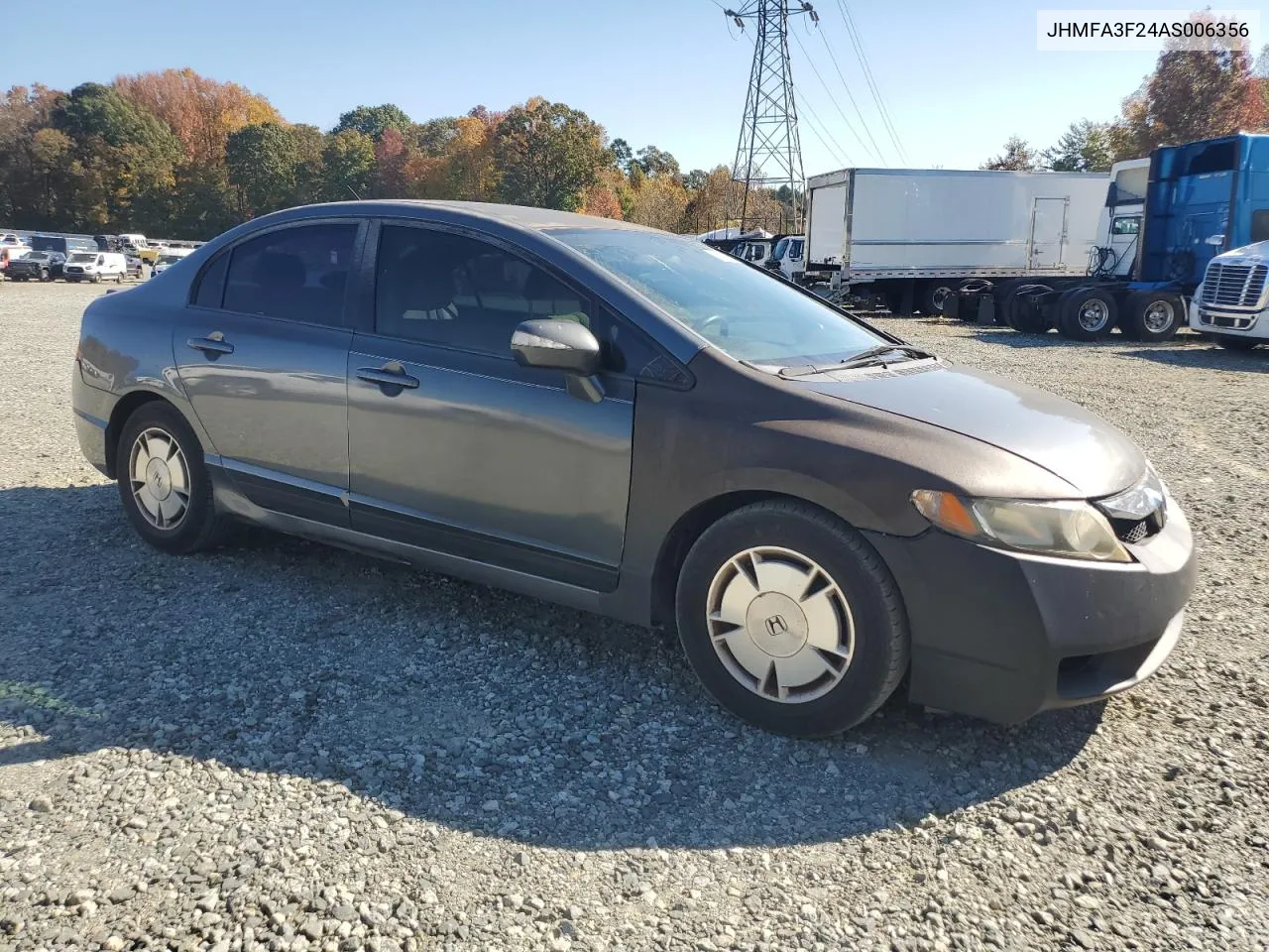 2010 Honda Civic Hybrid VIN: JHMFA3F24AS006356 Lot: 77880754