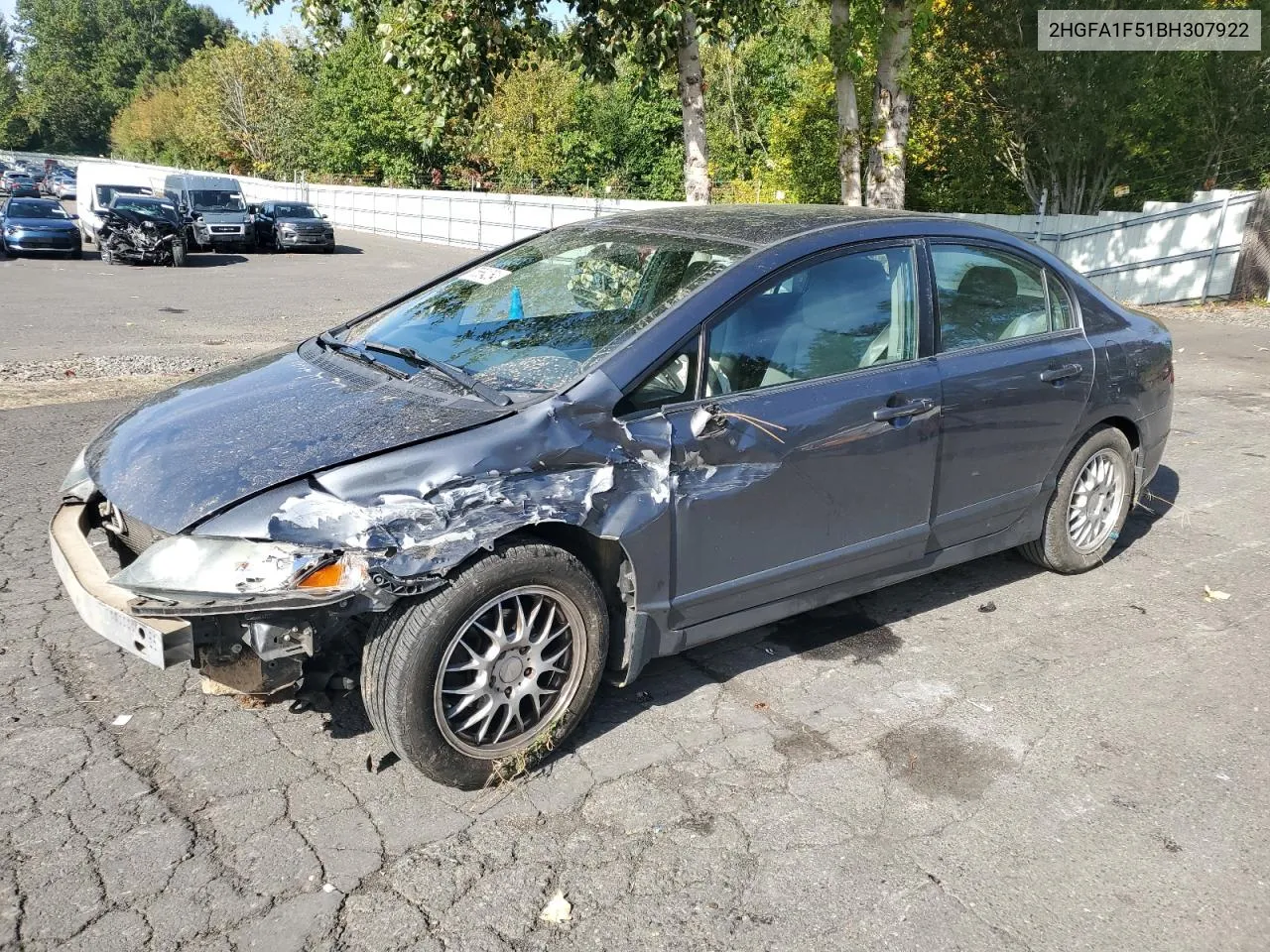 2011 Honda Civic Lx VIN: 2HGFA1F51BH307922 Lot: 75664264