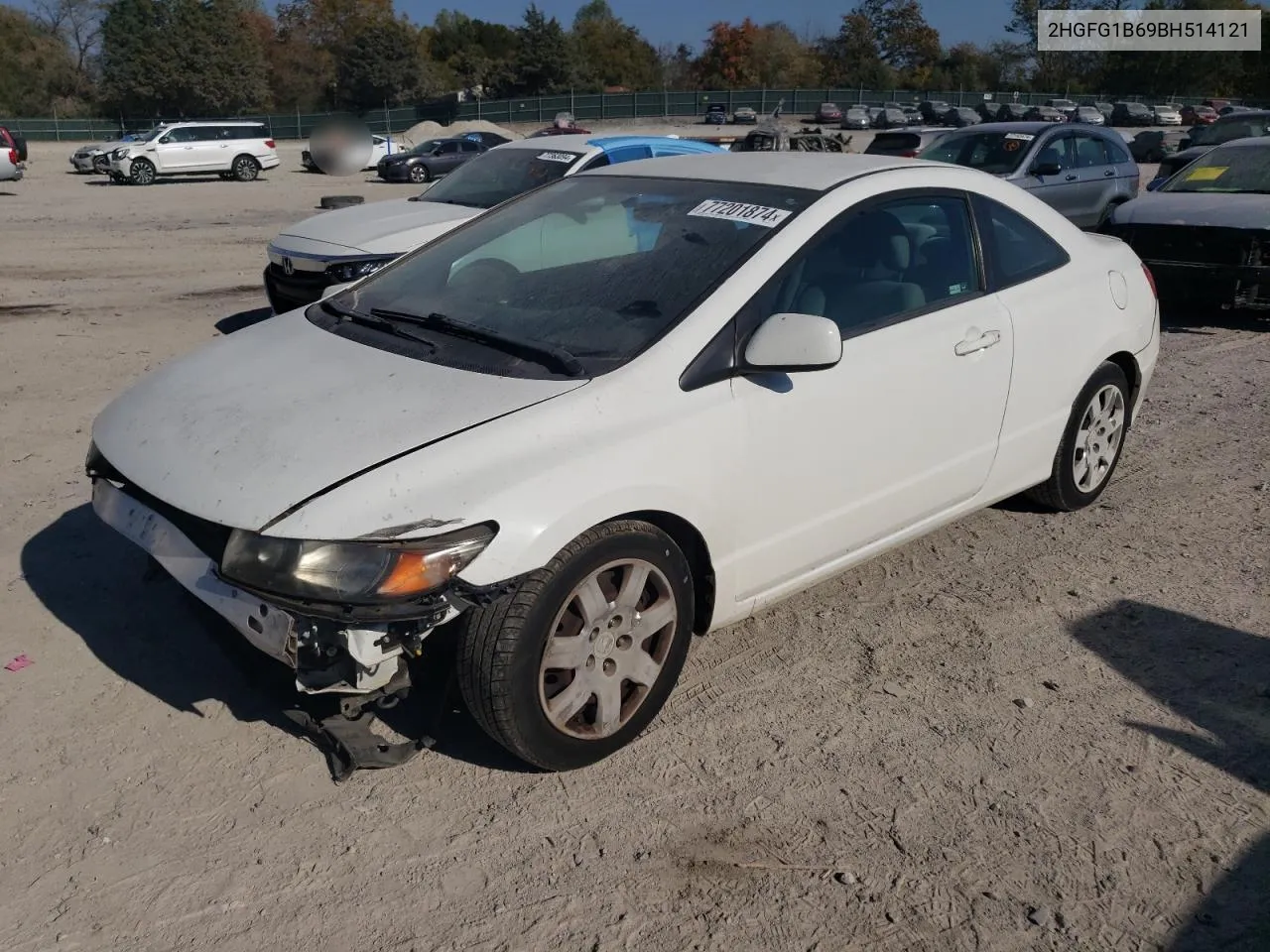 2011 Honda Civic Lx VIN: 2HGFG1B69BH514121 Lot: 77201874