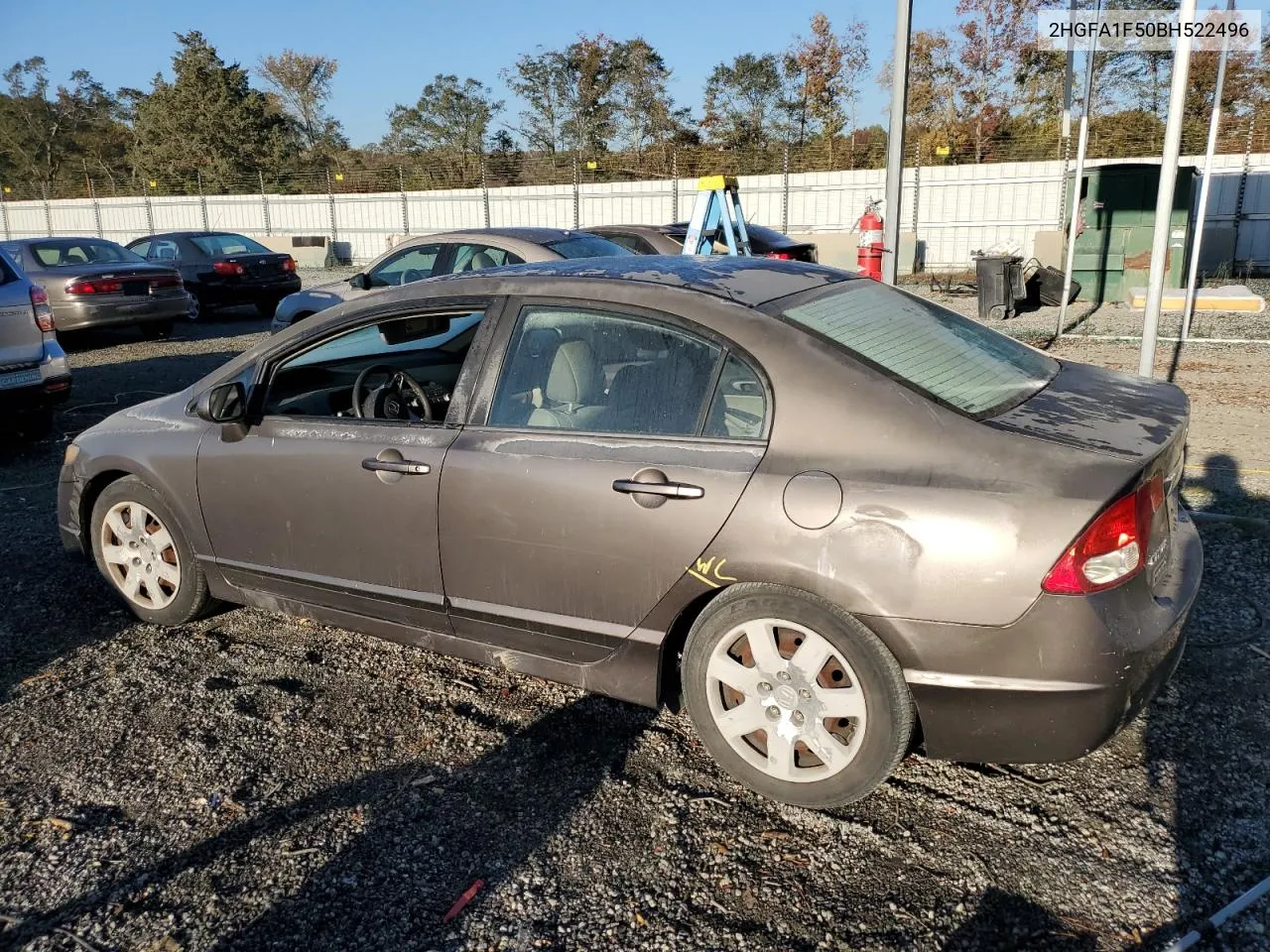 2011 Honda Civic Lx VIN: 2HGFA1F50BH522496 Lot: 77551874