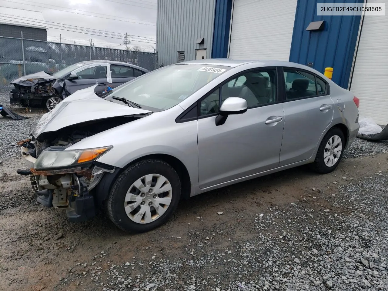 2012 Honda Civic Lx VIN: 2HGFB2F49CH058605 Lot: 54381424