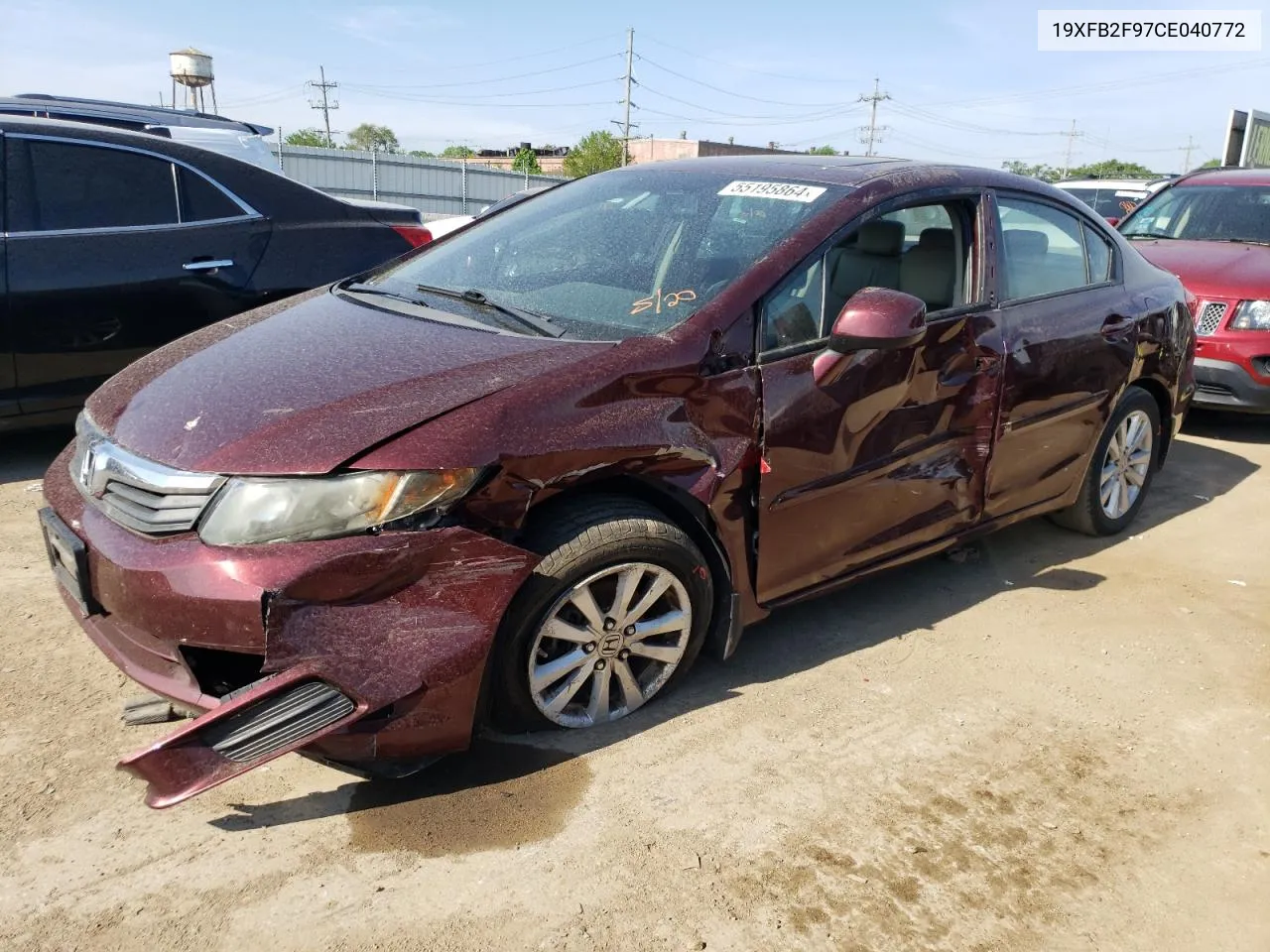 2012 Honda Civic Exl VIN: 19XFB2F97CE040772 Lot: 55195864