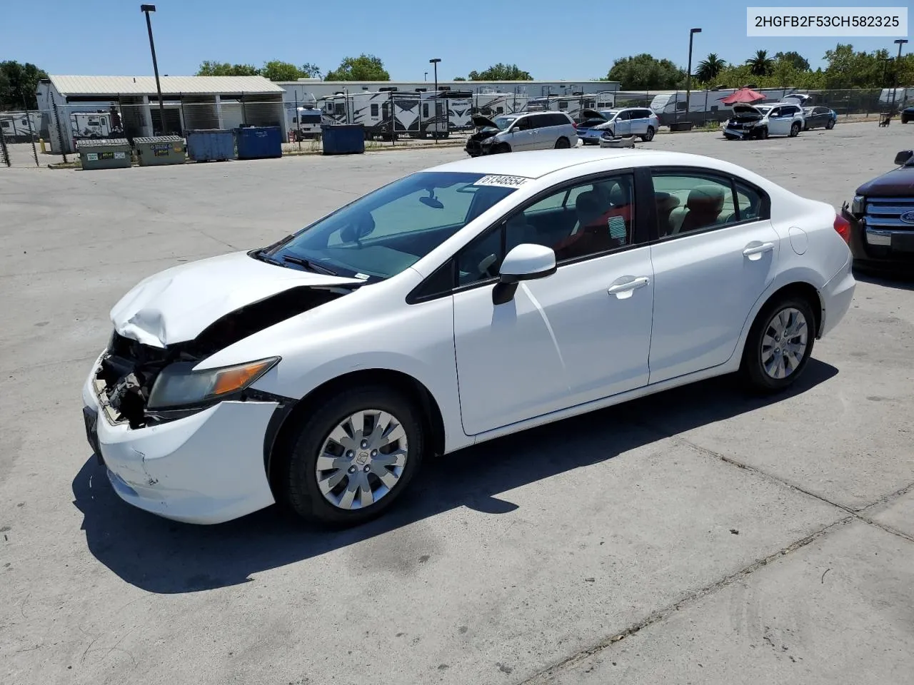 2012 Honda Civic Lx VIN: 2HGFB2F53CH582325 Lot: 61348554