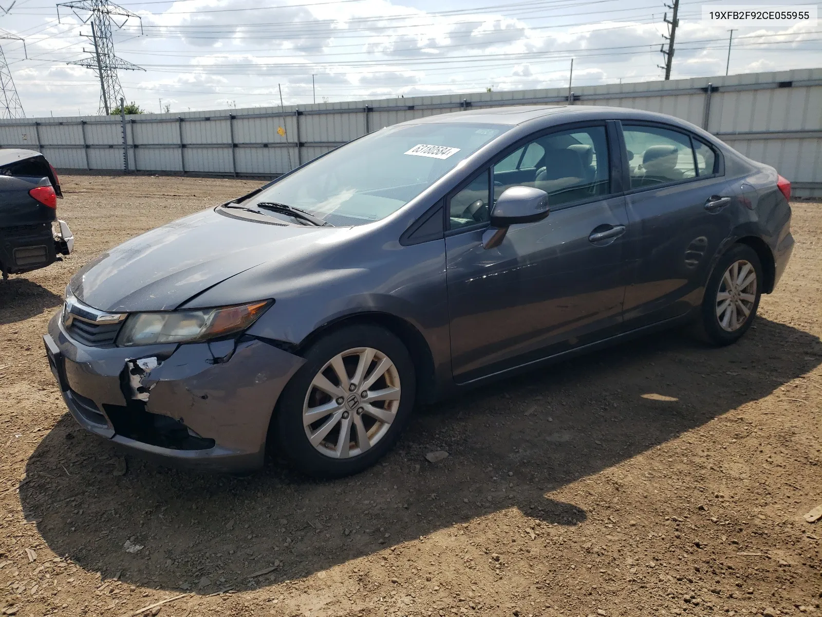 2012 Honda Civic Exl VIN: 19XFB2F92CE055955 Lot: 63180584