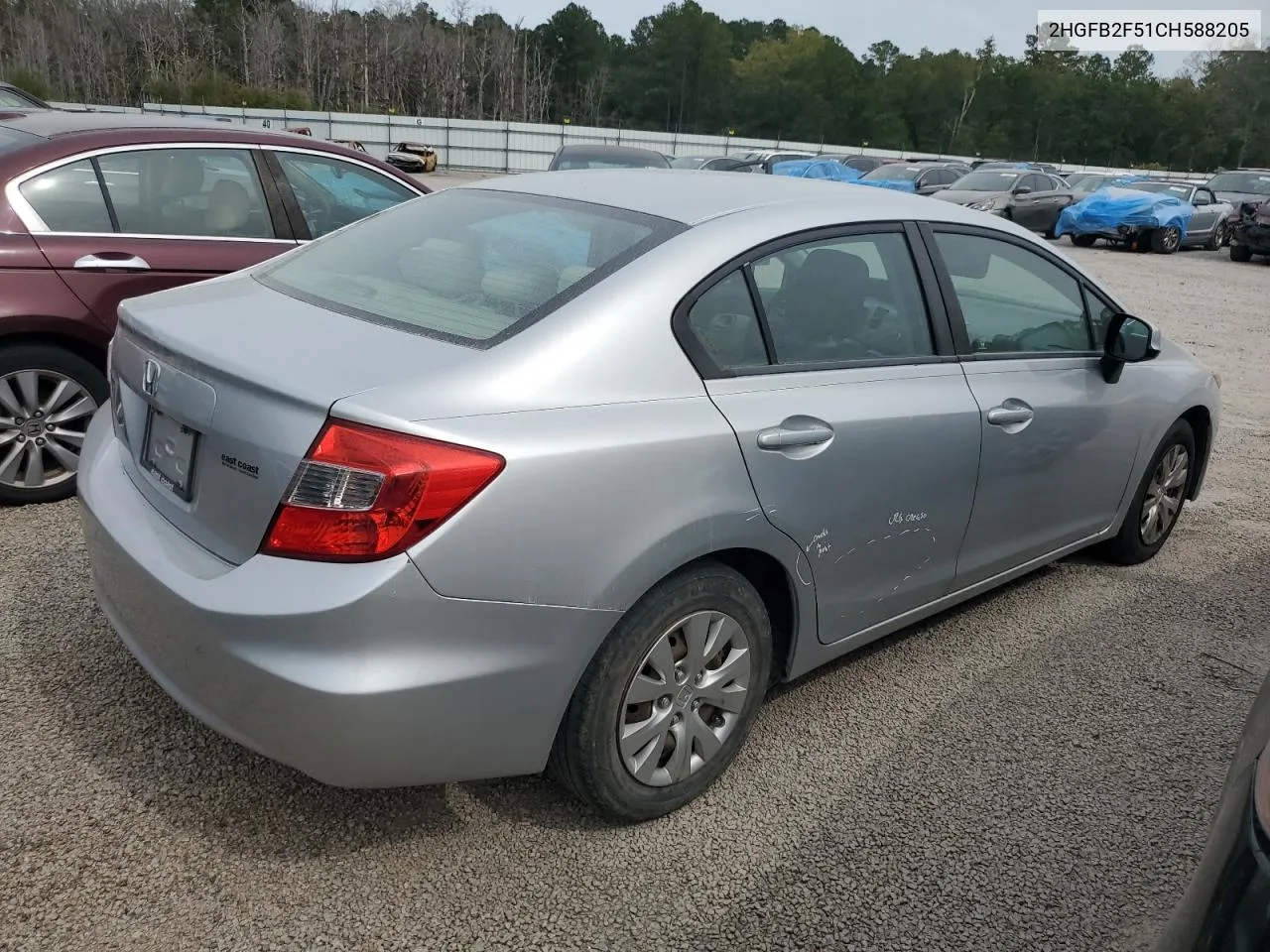 2012 Honda Civic Lx VIN: 2HGFB2F51CH588205 Lot: 67781764