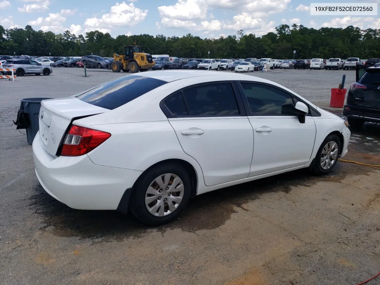 2012 Honda Civic Lx VIN: 19XFB2F52CE072560 Lot: 68169894