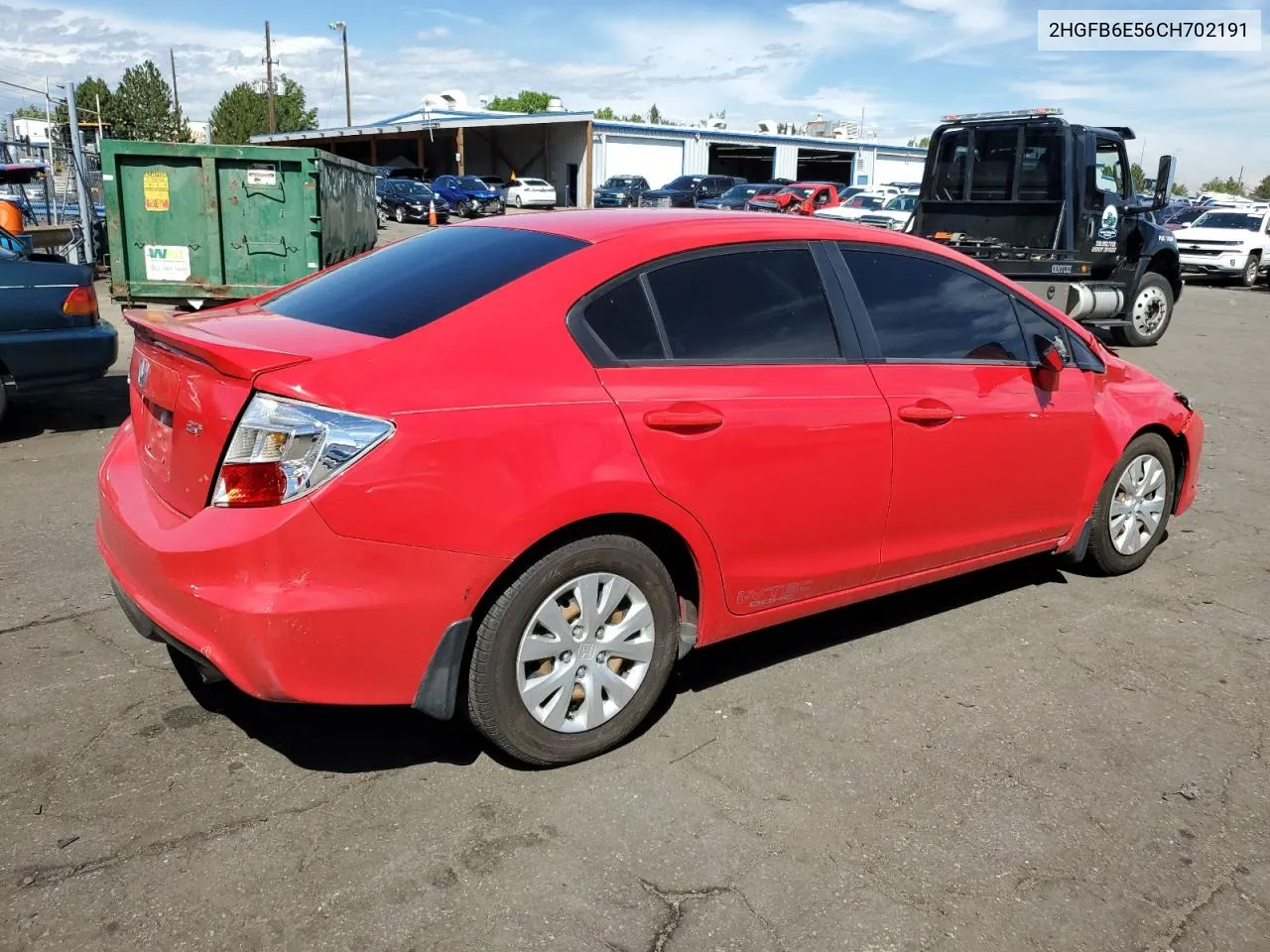 2012 Honda Civic Si VIN: 2HGFB6E56CH702191 Lot: 68821224