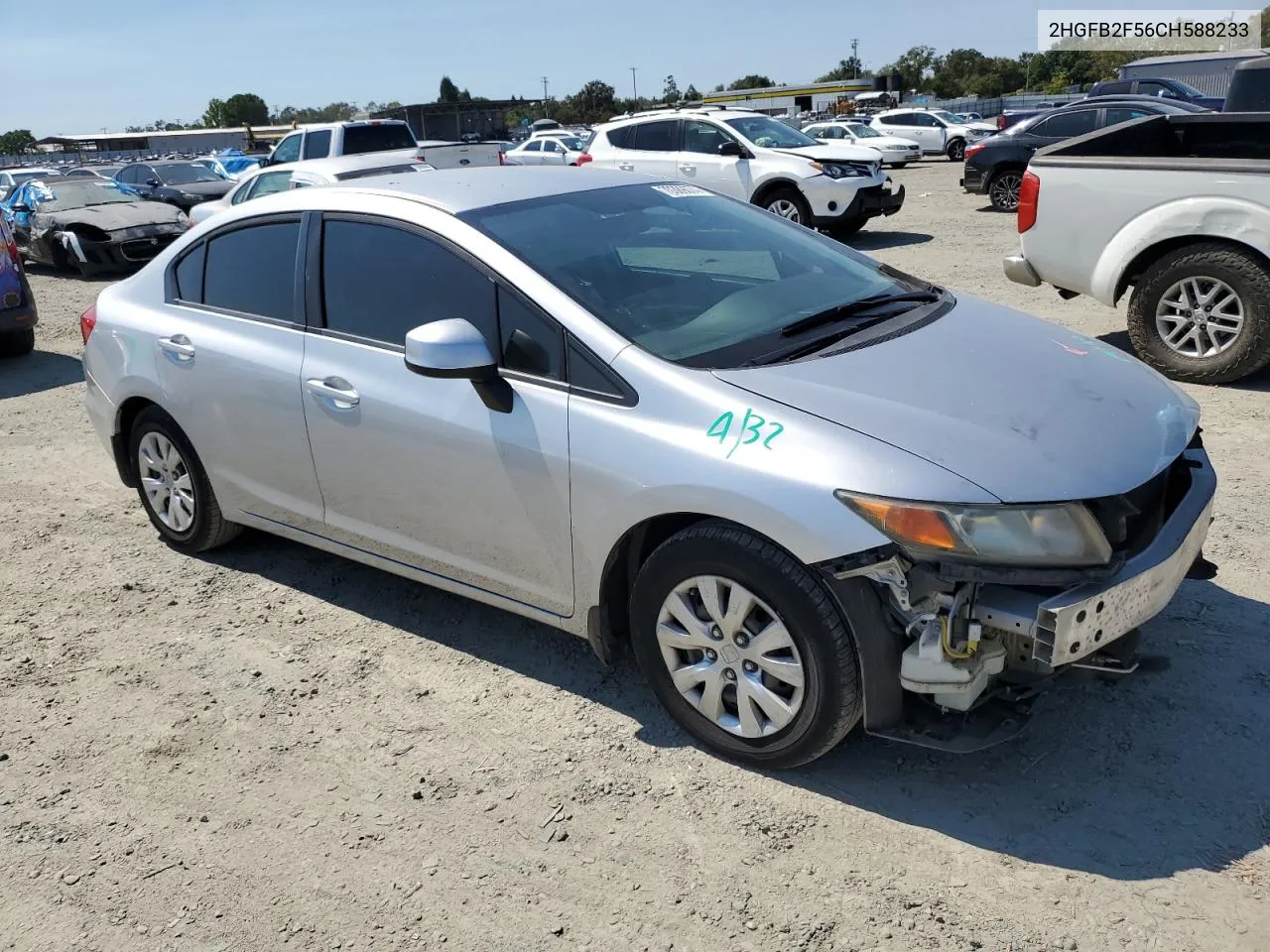 2012 Honda Civic Lx VIN: 2HGFB2F56CH588233 Lot: 70389074