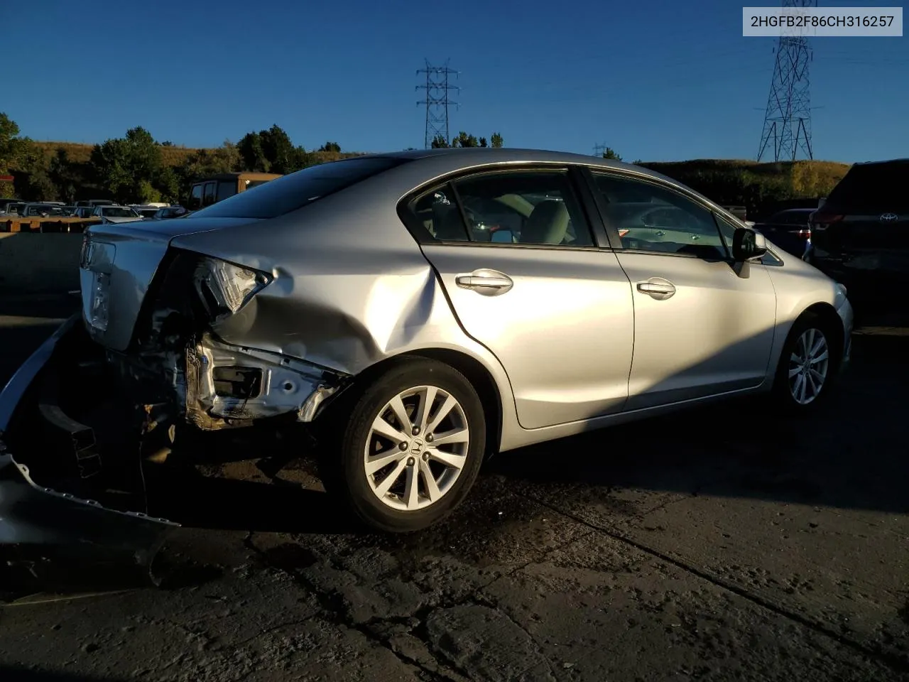 2012 Honda Civic Ex VIN: 2HGFB2F86CH316257 Lot: 73049734