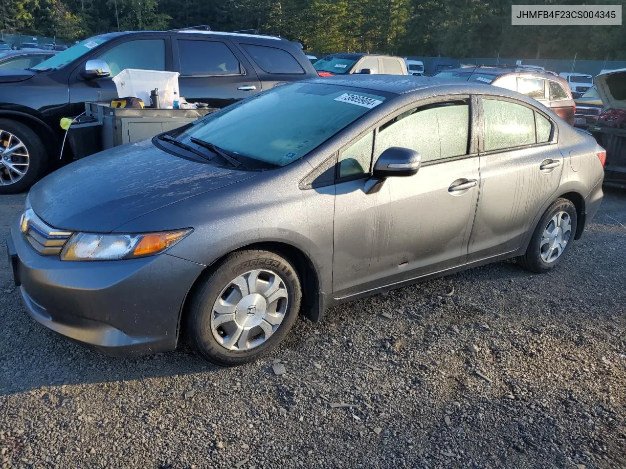 2012 Honda Civic Hybrid VIN: JHMFB4F23CS004345 Lot: 73689904