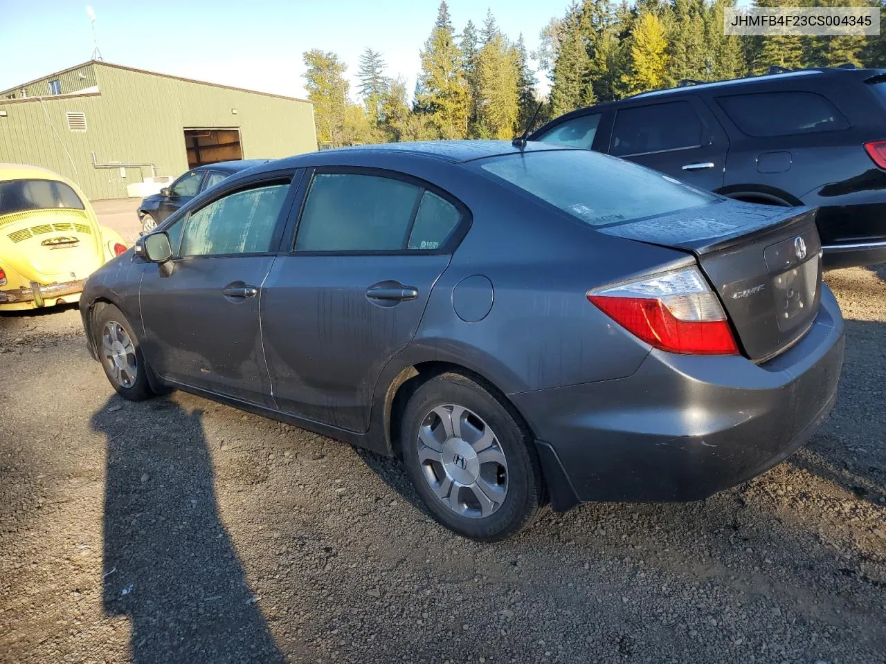 2012 Honda Civic Hybrid VIN: JHMFB4F23CS004345 Lot: 73689904