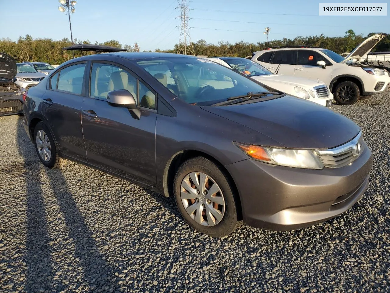 2012 Honda Civic Lx VIN: 19XFB2F5XCE017077 Lot: 73872284