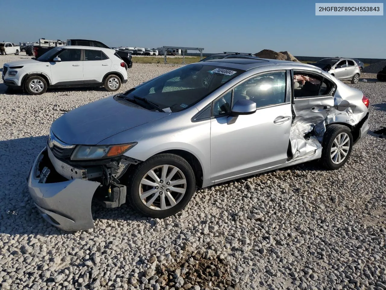 2012 Honda Civic Ex VIN: 2HGFB2F89CH553843 Lot: 74040684