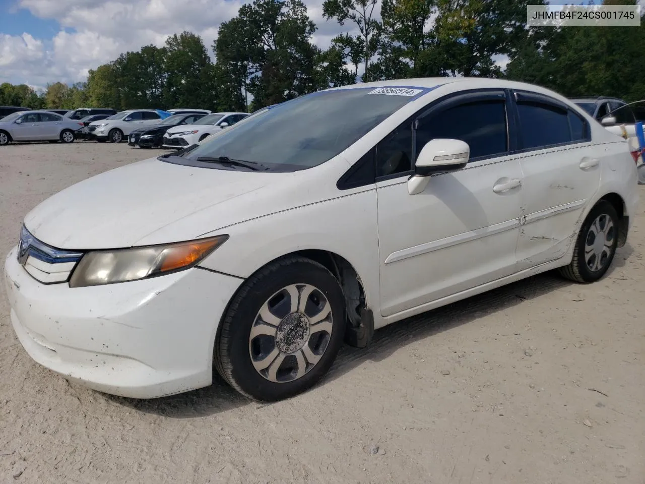 2012 Honda Civic Hybrid VIN: JHMFB4F24CS001745 Lot: 74468614