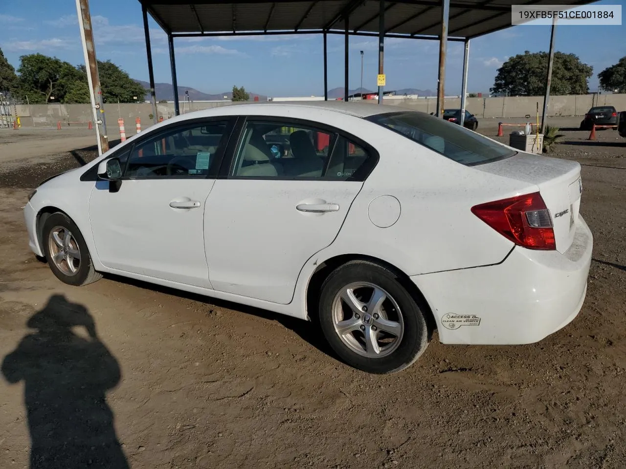 2012 Honda Civic Natural Gas VIN: 19XFB5F51CE001884 Lot: 74499224