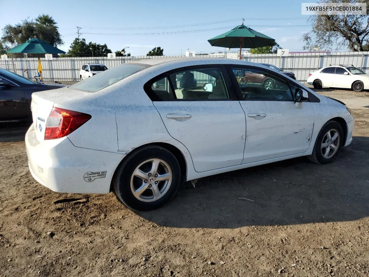 2012 Honda Civic Natural Gas VIN: 19XFB5F51CE001884 Lot: 74499224