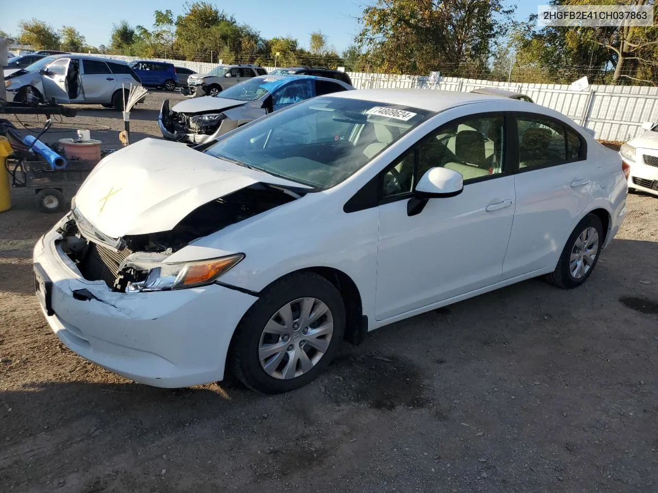 2012 Honda Civic Lx VIN: 2HGFB2E41CH037863 Lot: 74809624