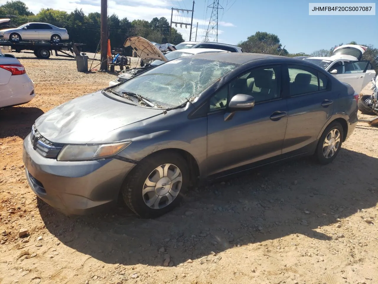 2012 Honda Civic Hybrid VIN: JHMFB4F20CS007087 Lot: 74957324