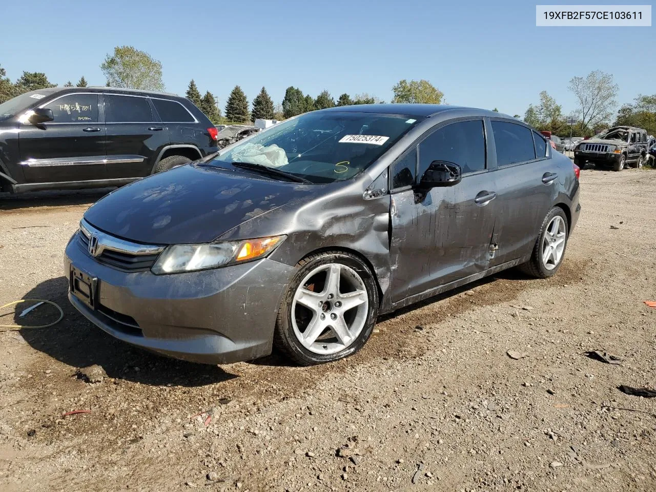 2012 Honda Civic Lx VIN: 19XFB2F57CE103611 Lot: 75025374