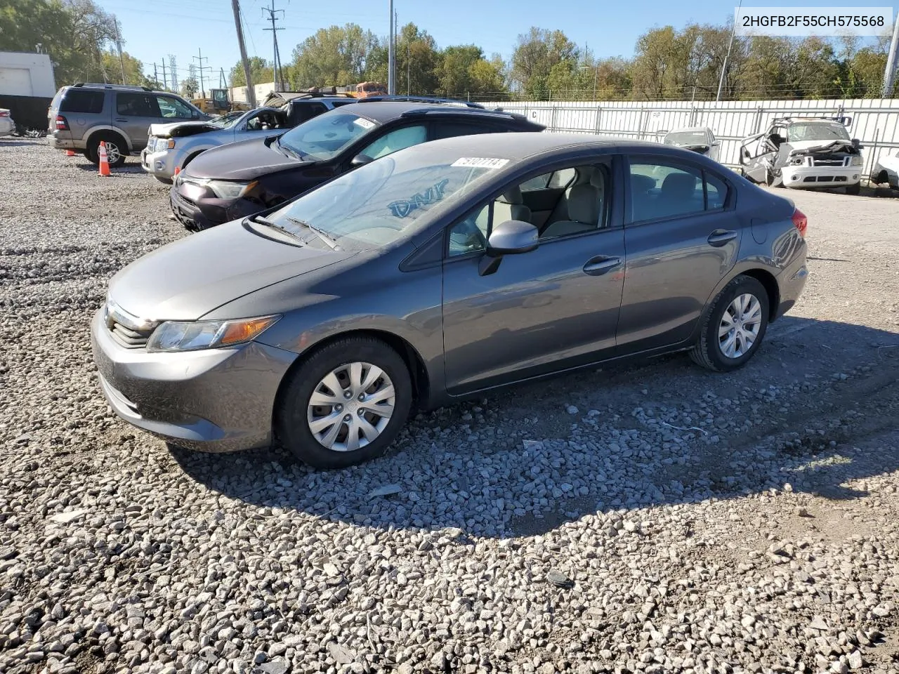 2012 Honda Civic Lx VIN: 2HGFB2F55CH575568 Lot: 75107714