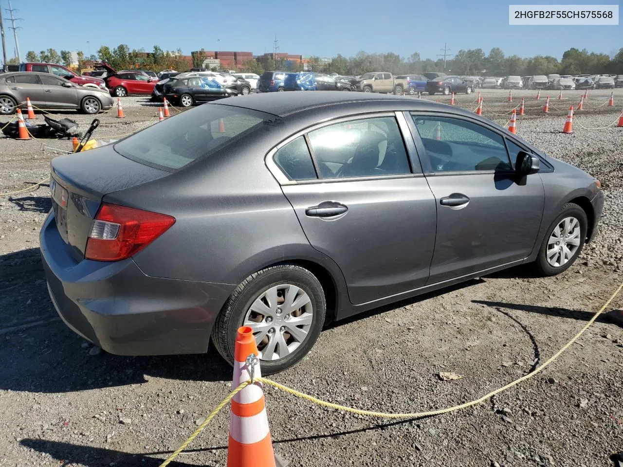 2012 Honda Civic Lx VIN: 2HGFB2F55CH575568 Lot: 75107714