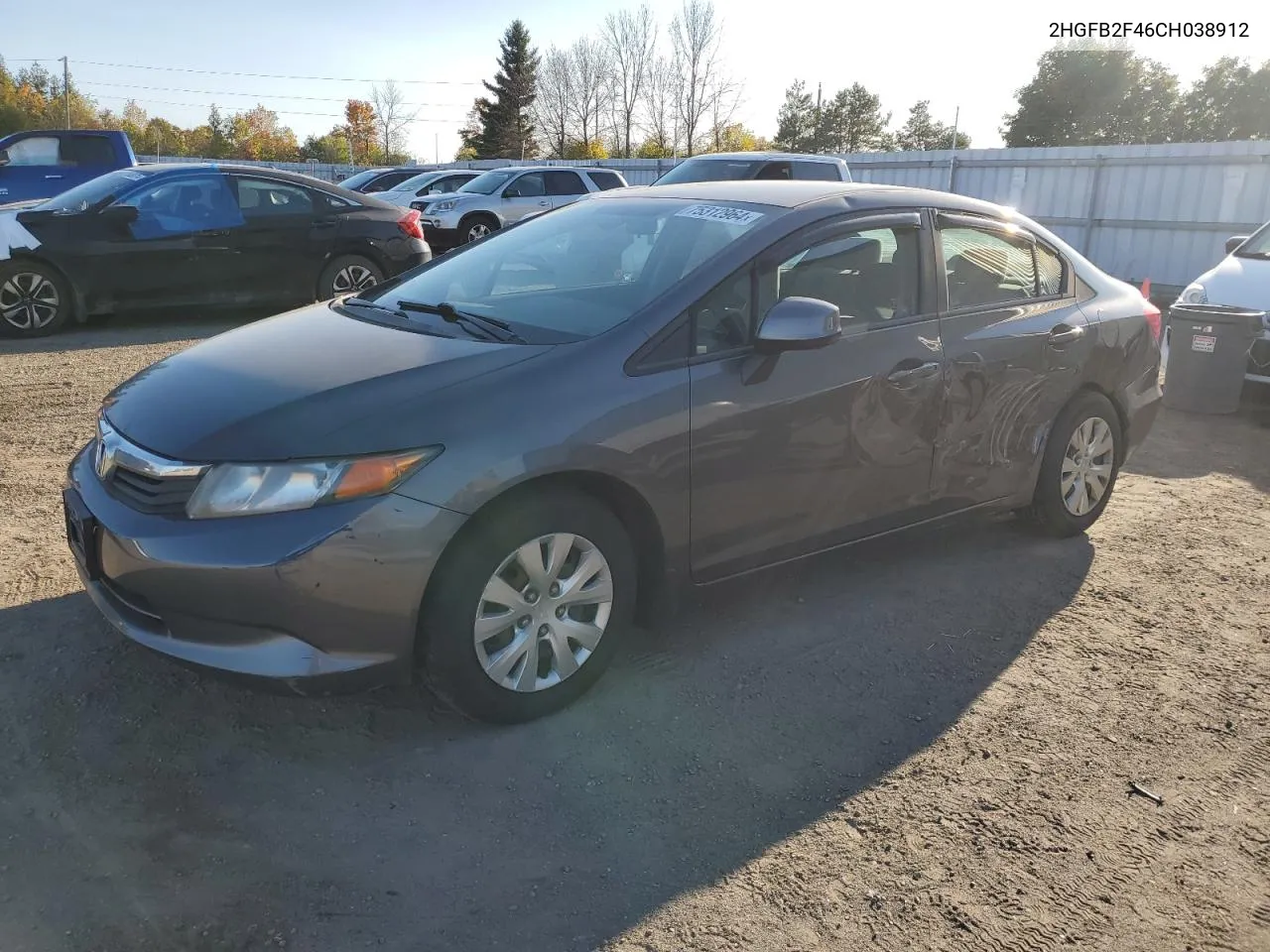 2012 Honda Civic Lx VIN: 2HGFB2F46CH038912 Lot: 75312964