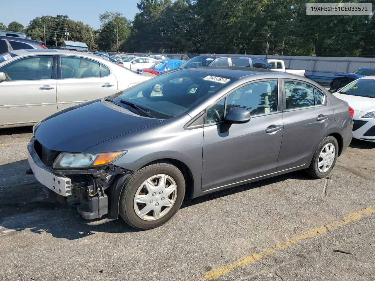 2012 Honda Civic Lx VIN: 19XFB2F51CE033572 Lot: 75413624