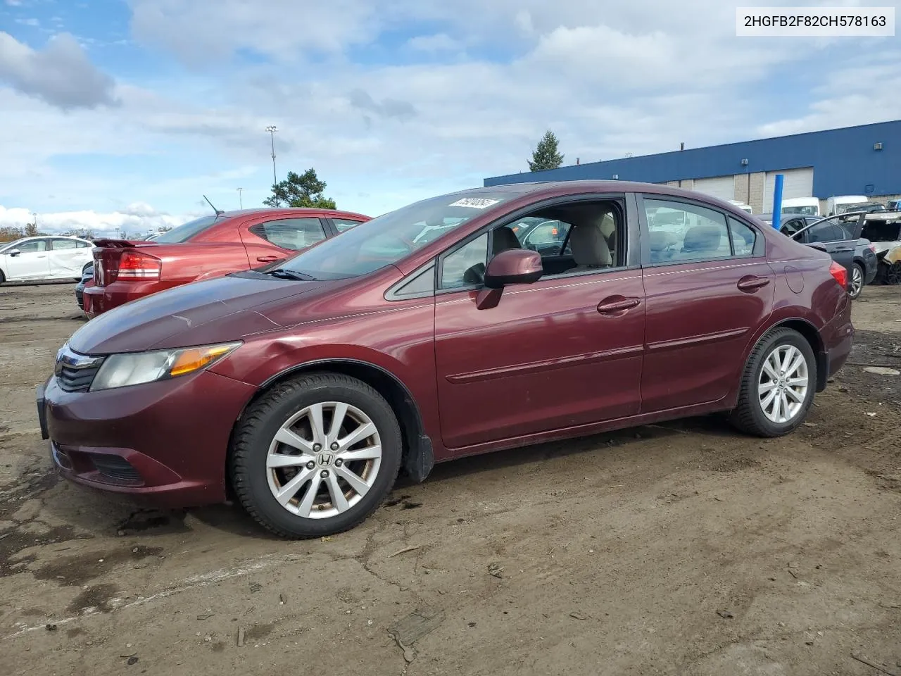 2012 Honda Civic Ex VIN: 2HGFB2F82CH578163 Lot: 75924854