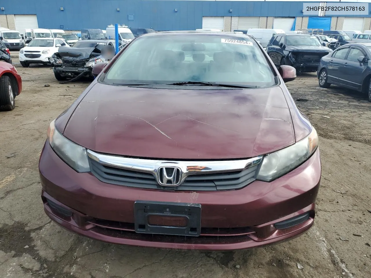 2012 Honda Civic Ex VIN: 2HGFB2F82CH578163 Lot: 75924854