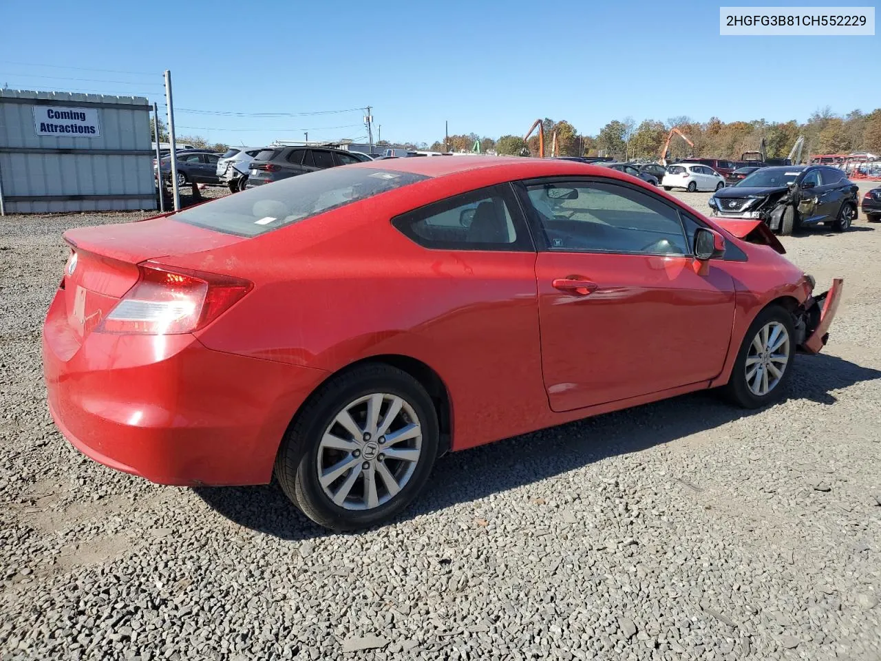 2012 Honda Civic Ex VIN: 2HGFG3B81CH552229 Lot: 76206354