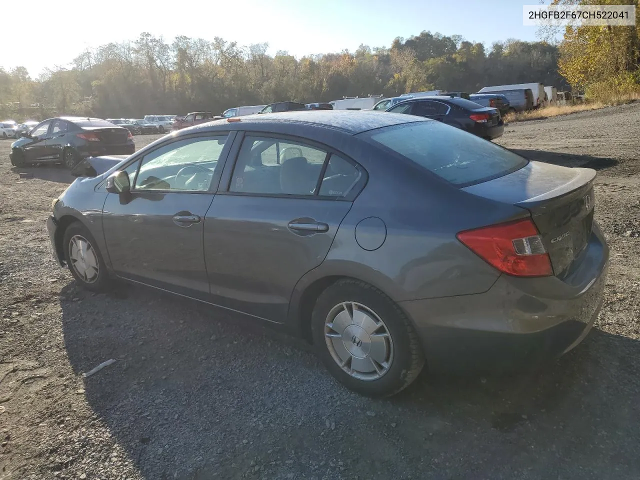 2012 Honda Civic Hf VIN: 2HGFB2F67CH522041 Lot: 76242414