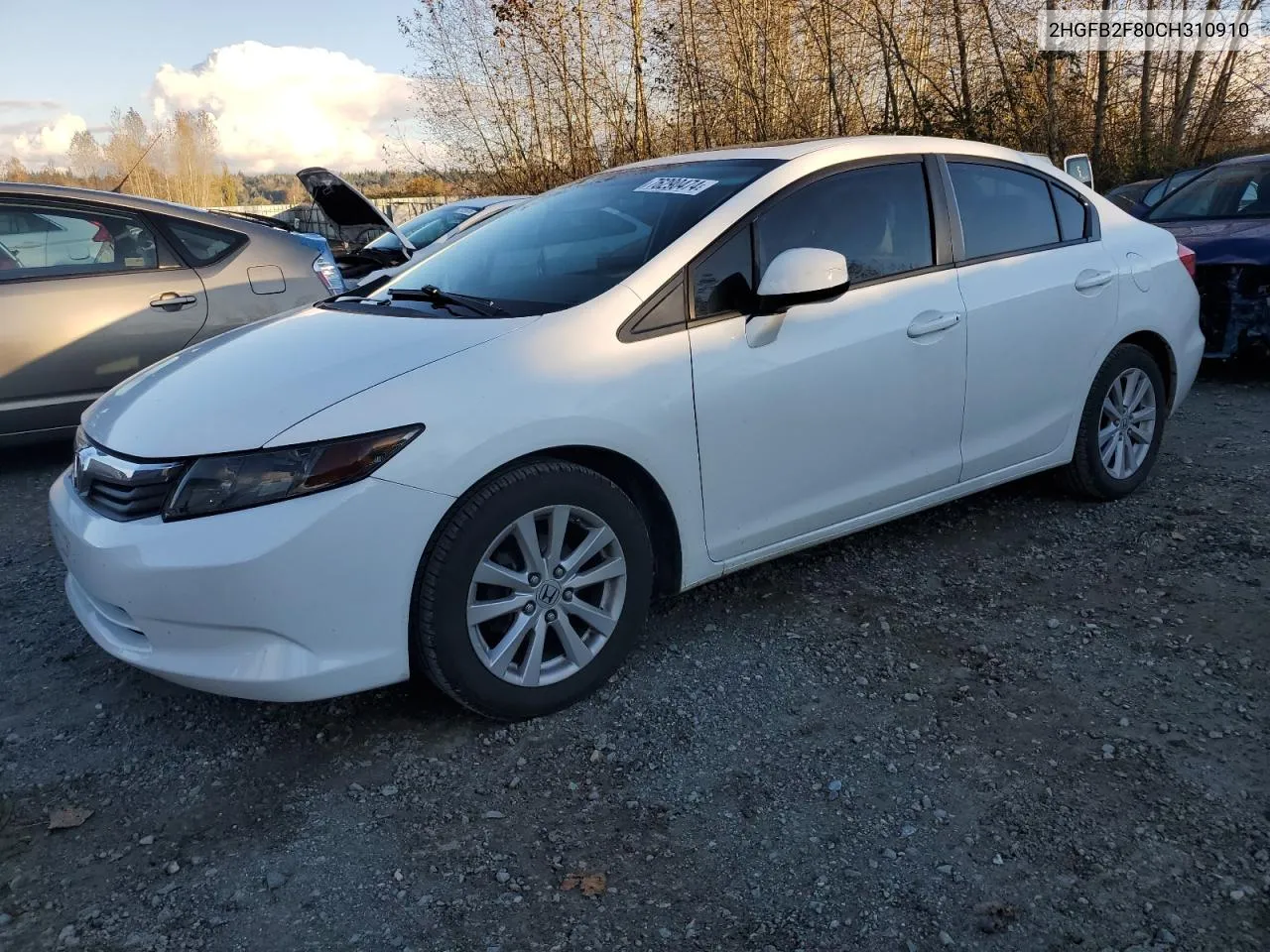 2012 Honda Civic Ex VIN: 2HGFB2F80CH310910 Lot: 76290474