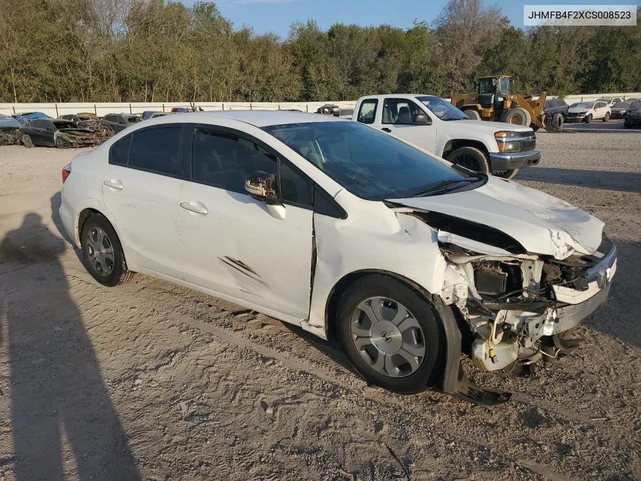 2012 Honda Civic Hybrid VIN: JHMFB4F2XCS008523 Lot: 76385764