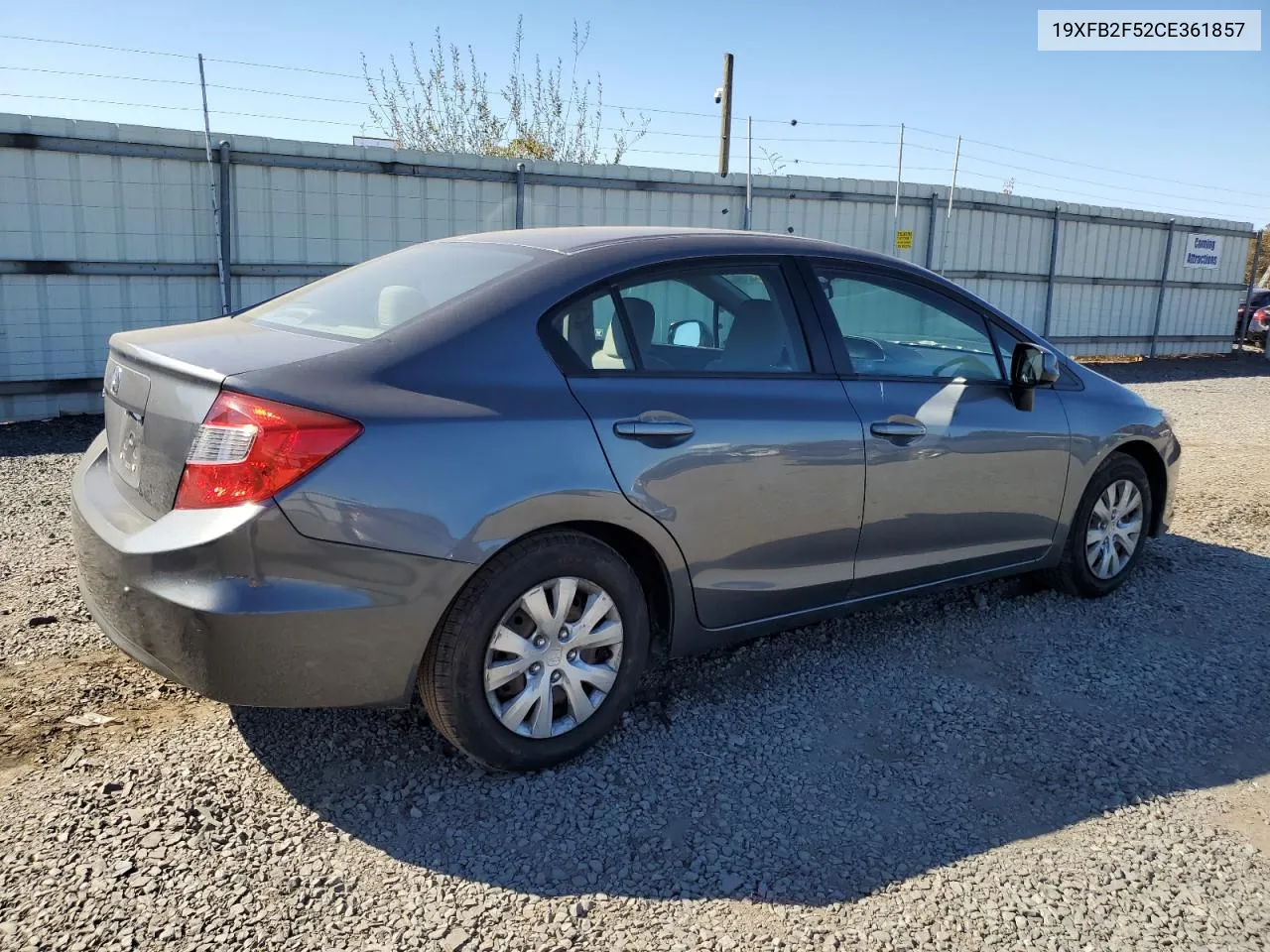 2012 Honda Civic Lx VIN: 19XFB2F52CE361857 Lot: 76886374