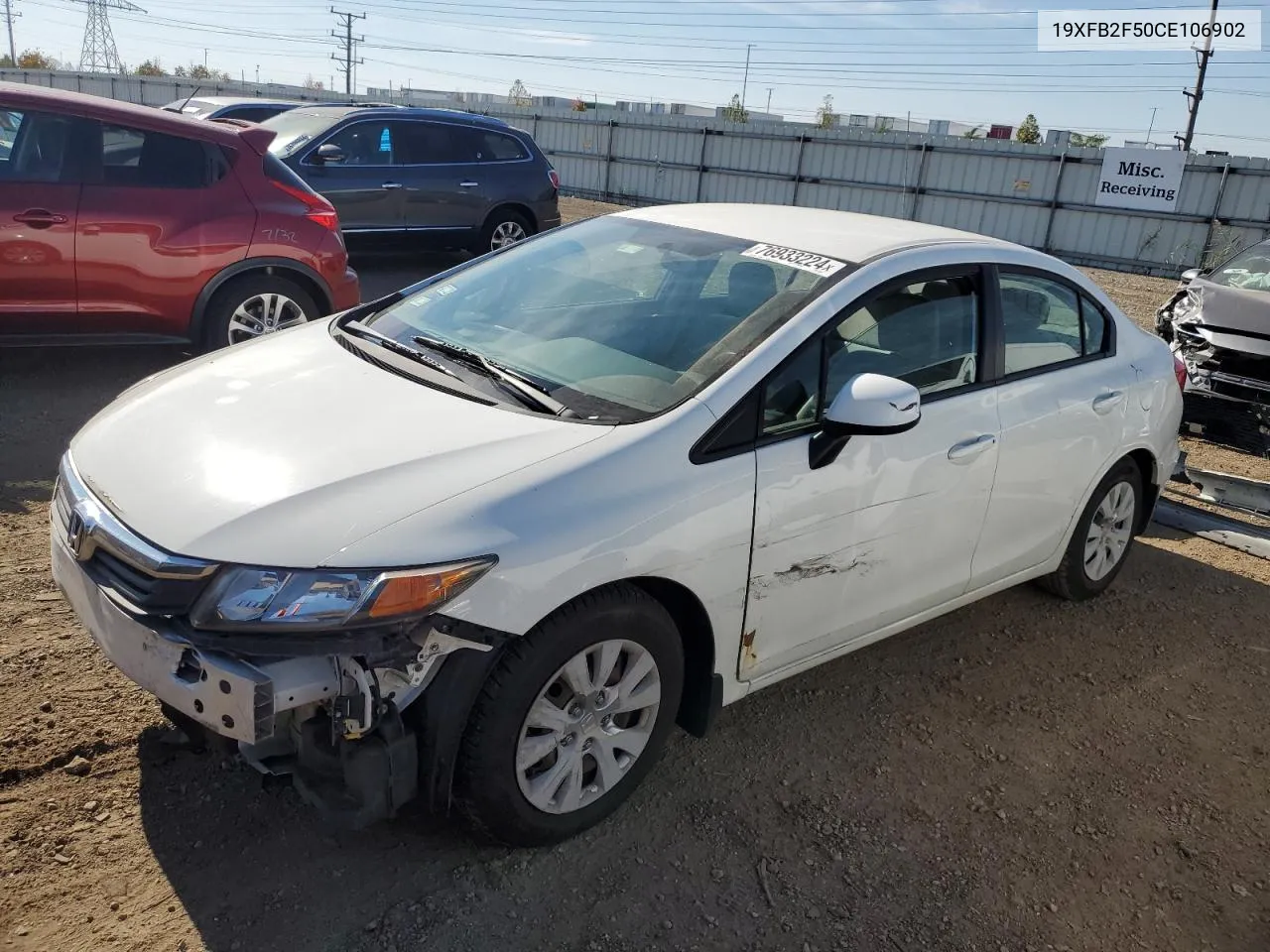 2012 Honda Civic Lx VIN: 19XFB2F50CE106902 Lot: 76933224