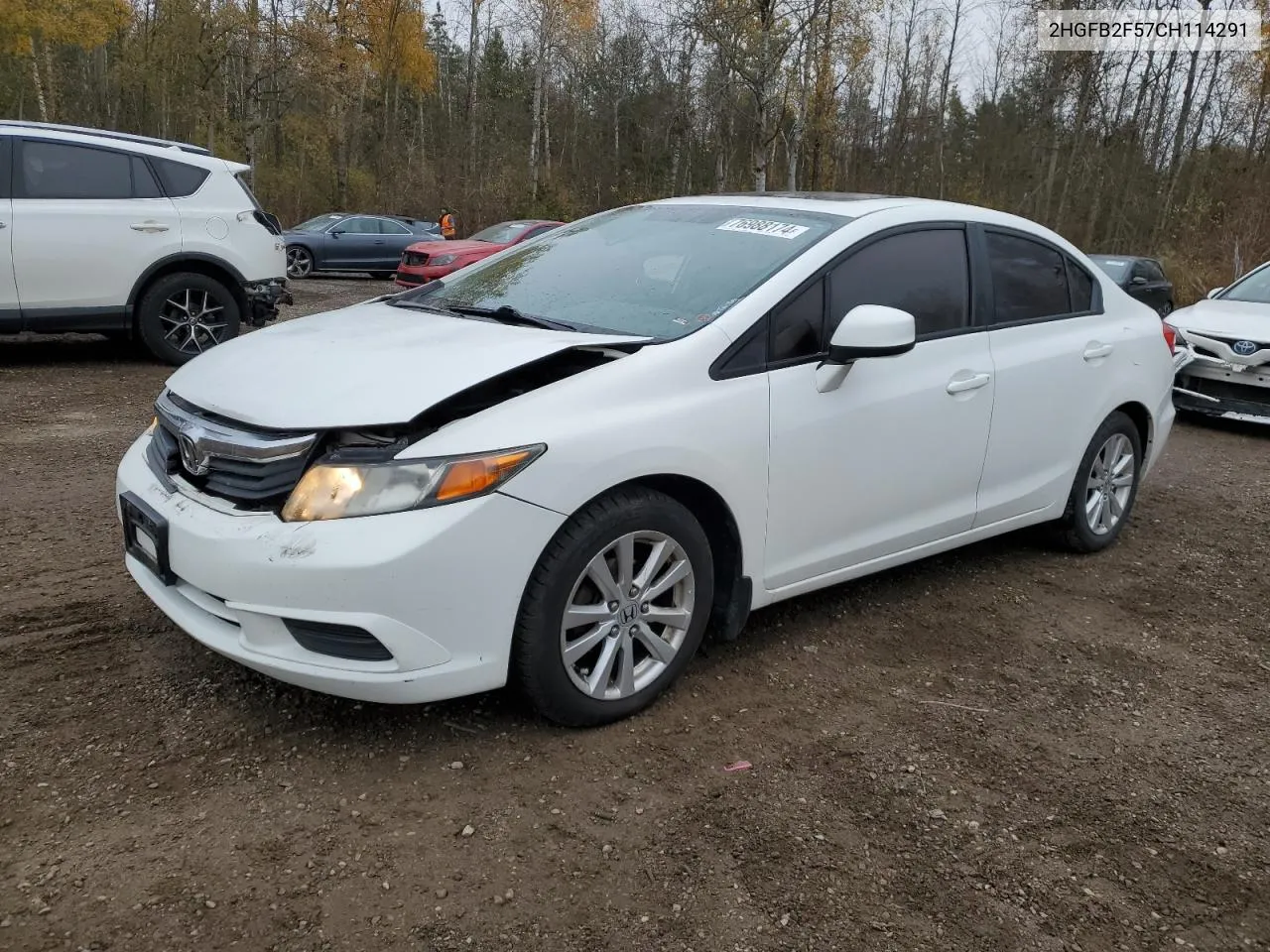 2012 Honda Civic Lx VIN: 2HGFB2F57CH114291 Lot: 76988174