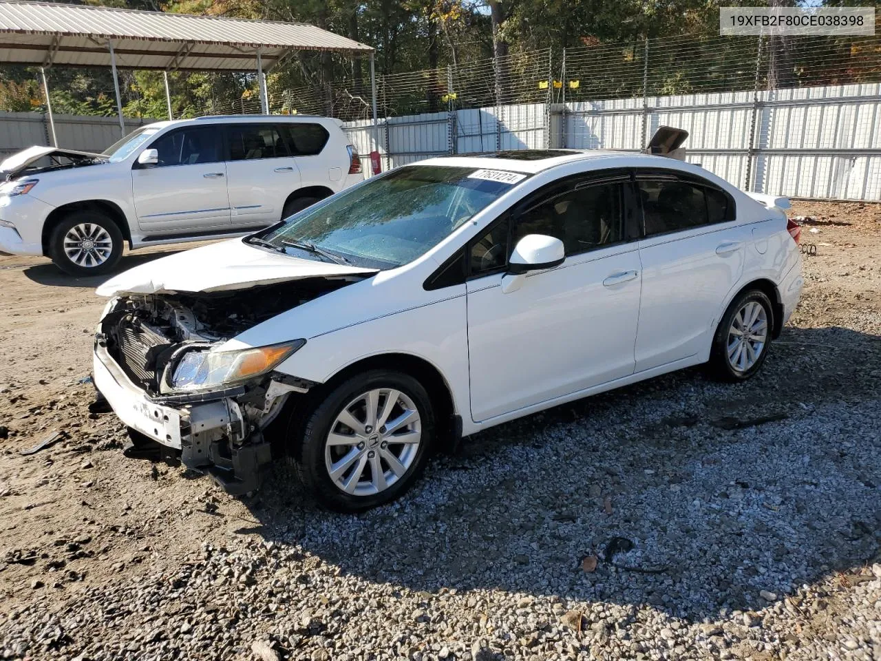 2012 Honda Civic Ex VIN: 19XFB2F80CE038398 Lot: 77631274