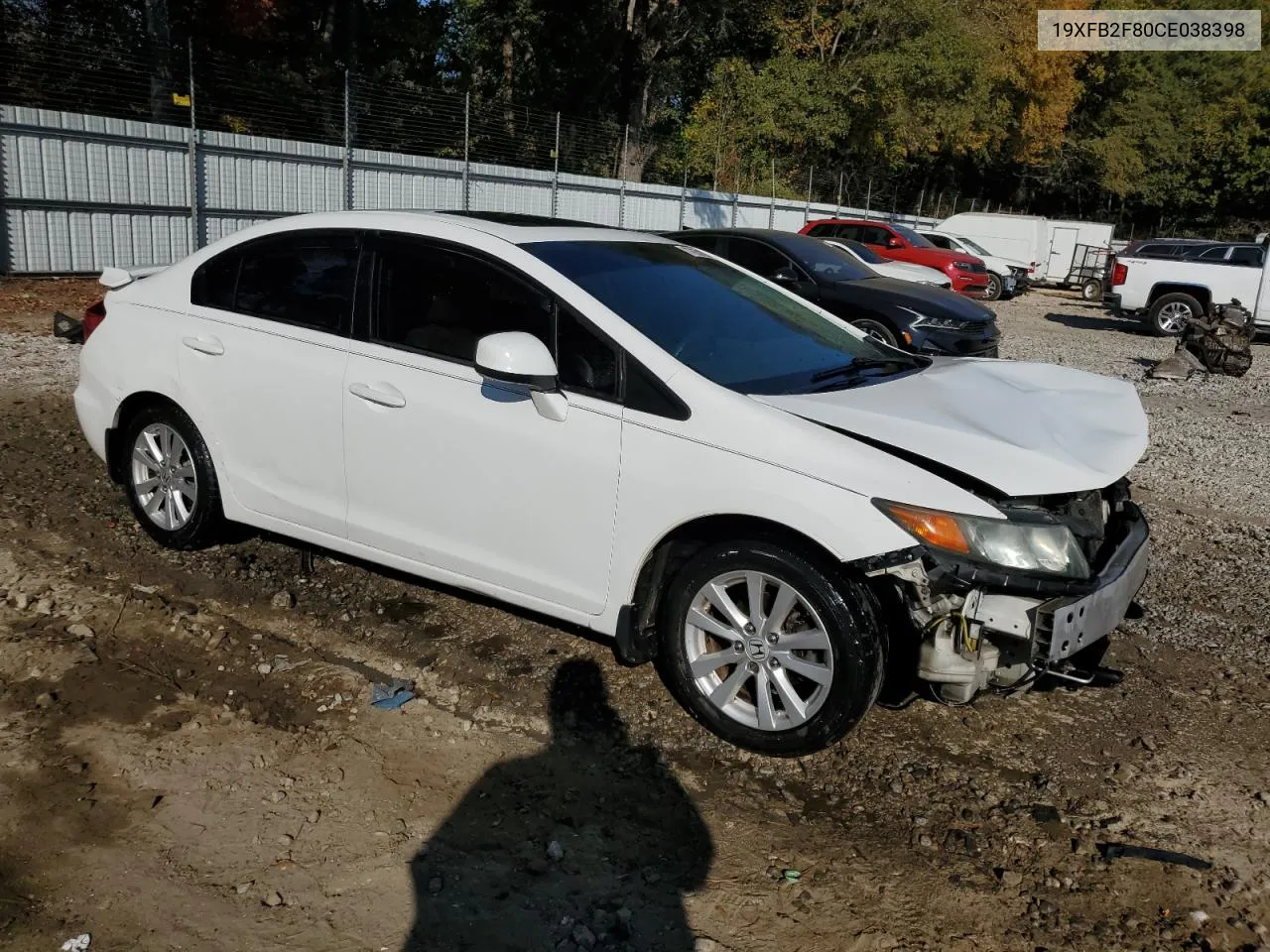 2012 Honda Civic Ex VIN: 19XFB2F80CE038398 Lot: 77631274