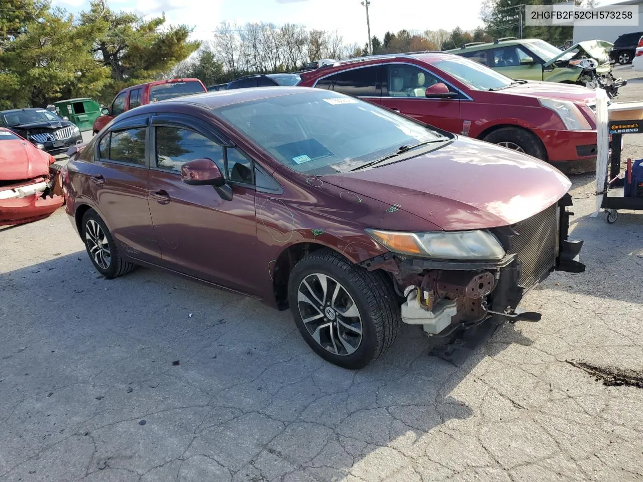 2012 Honda Civic Lx VIN: 2HGFB2F52CH573258 Lot: 77663954