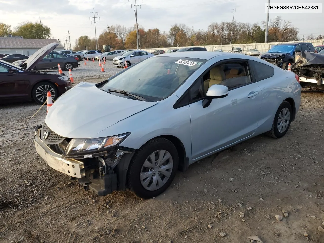 2012 Honda Civic Lx VIN: 2HGFG3B52CH542881 Lot: 78239434