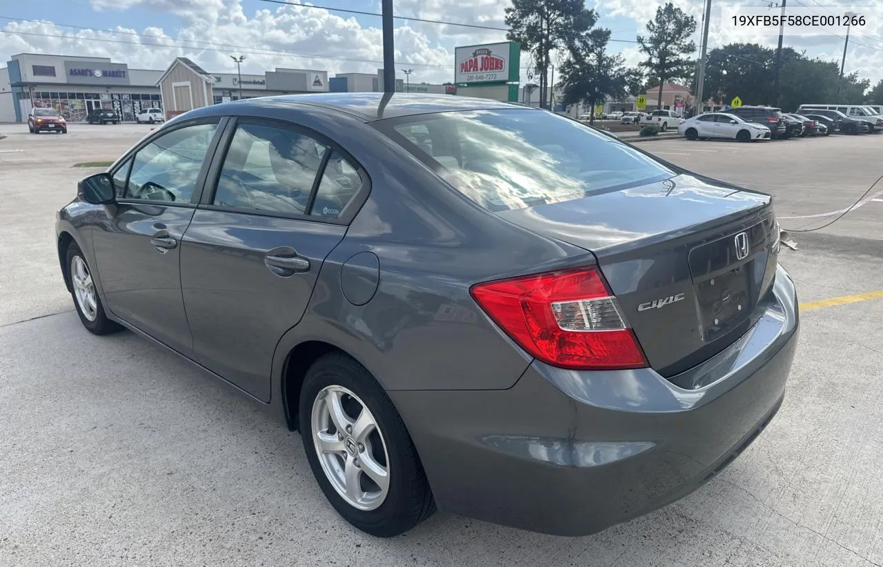 2012 Honda Civic Natural Gas VIN: 19XFB5F58CE001266 Lot: 78660374