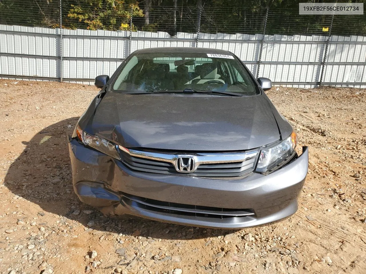 2012 Honda Civic Lx VIN: 19XFB2F56CE012734 Lot: 78836364