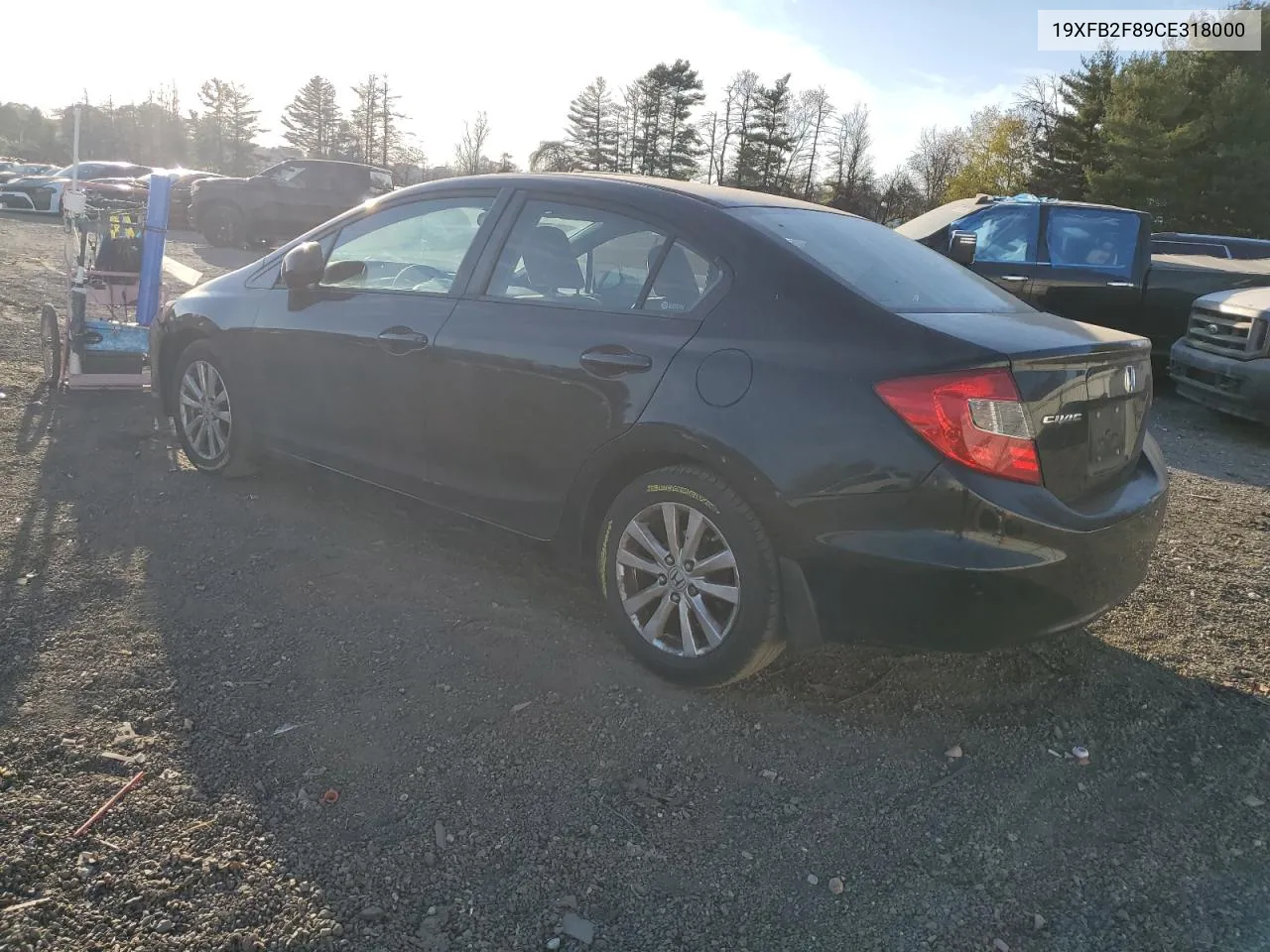 2012 Honda Civic Ex VIN: 19XFB2F89CE318000 Lot: 78923264