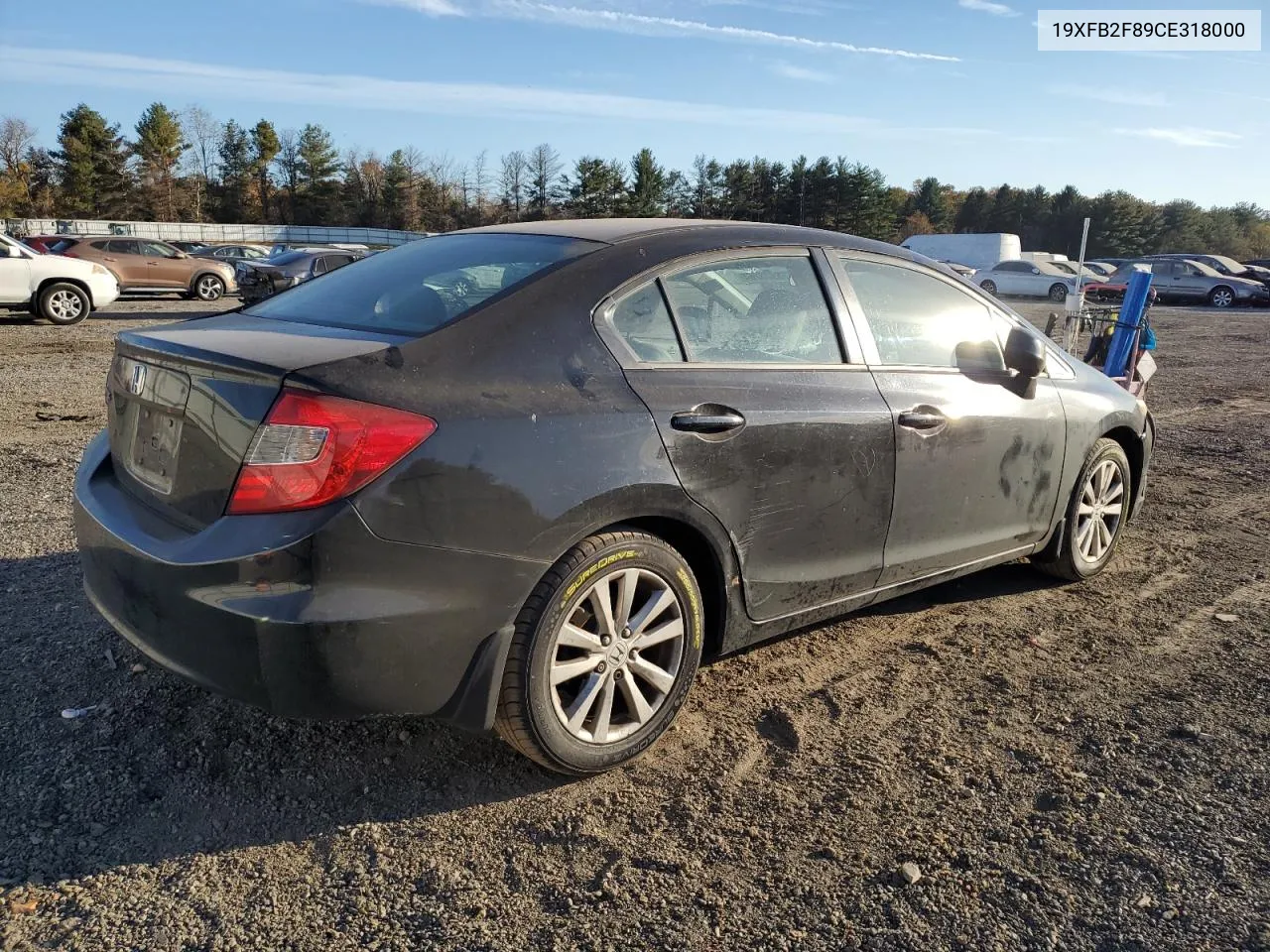 2012 Honda Civic Ex VIN: 19XFB2F89CE318000 Lot: 78923264